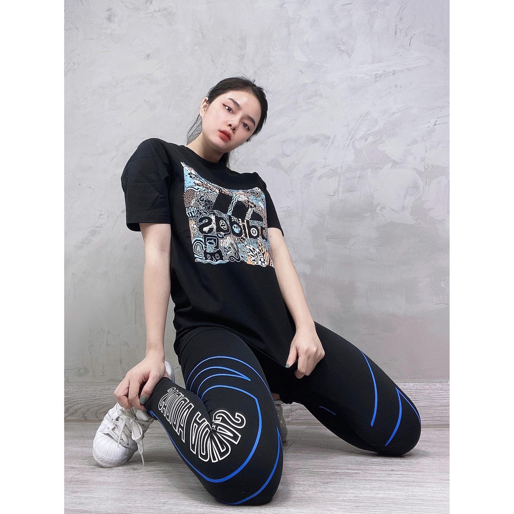 (HÀNG XUẤT XỊN) Áo das đen họa tiết 1555 DOODLE TEE Made in Cambodia full tag code  Size XS S M L