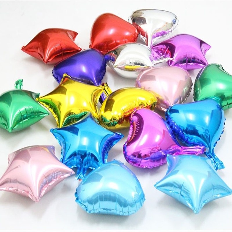 5 Bong Bóng Nhôm 10 Inch Hình Ngôi Sao Trái Tim Trang Trí Tiệc Cưới Sinh Nhật