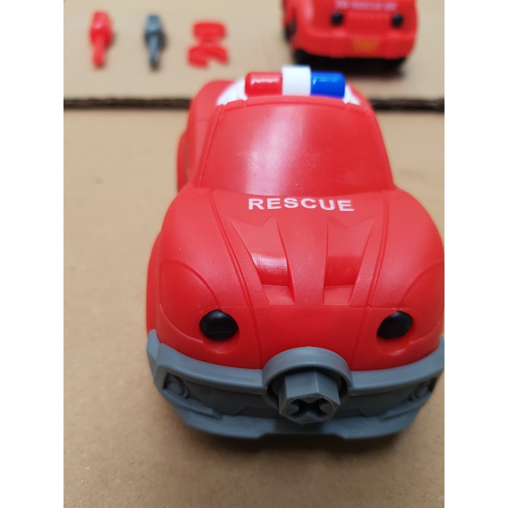 Bộ 2 xe cứu hộ có thể lắp ráp kèm bộ dụng cụ quà tặng cho bé trẻ em