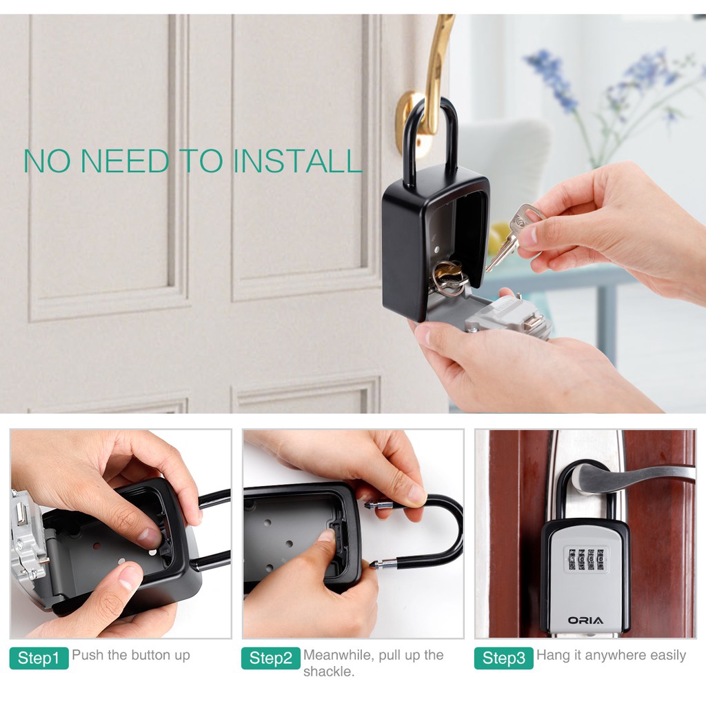 Bộ 1 / 2 Hộp Đựng Chìa Khóa 4 Chữ Số Gắn Tường Chống Thời Tiết