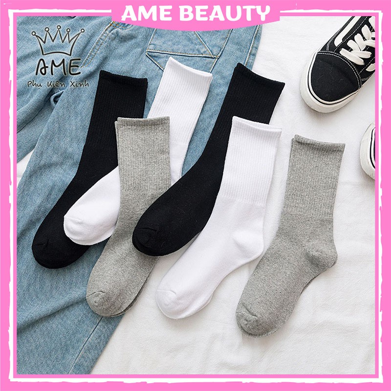 Tất cổ cao nam nữ Ame Beauty , vớ nữ nam chất liệu cotton đơn giản dễ phối đồ - ND8