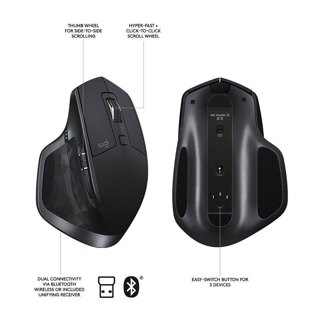 [Mã 159ELSALE hoàn 7% đơn 300K] Chuột không dây Bluetooth Logitech MX MASTER 2S - Sử dụng trên mọi bề mặt