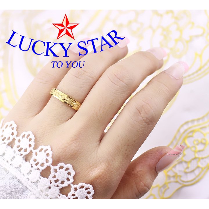 Nhẫn đôi phun cát mạ lớp vàng 24k sang trọng