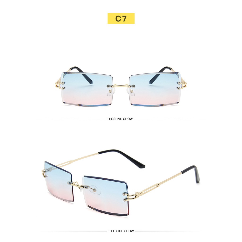 Kính mát gọng chữ nhật không gọng thời trang cho nữ