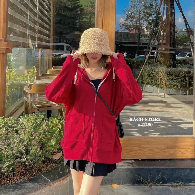 ÁO KHOÁC NỈ QC-1369-trơn-túivuông / NÓN-18040-bôngxù-be