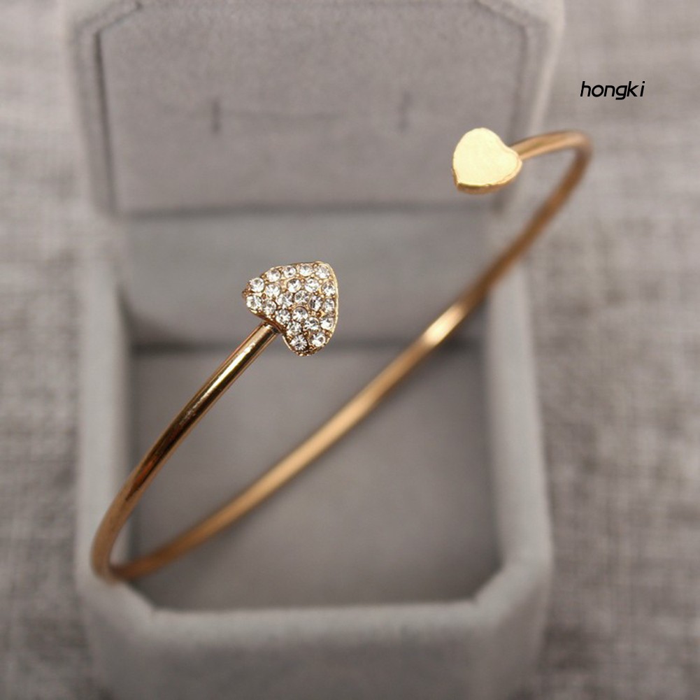 Vòng tay hở hình trái tim đính đá thời trang dành cho nữ