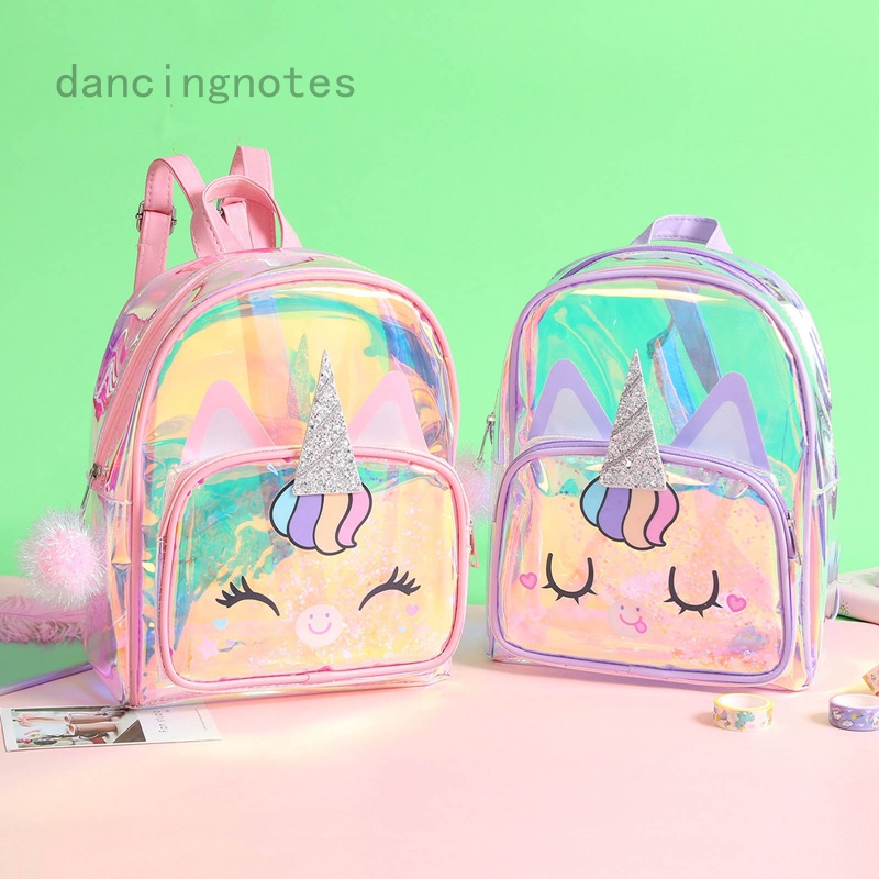 Ba Lô TPU Trong Suốt Họa Tiết Kỳ Lân Xinh Xắn Dành Cho Bé