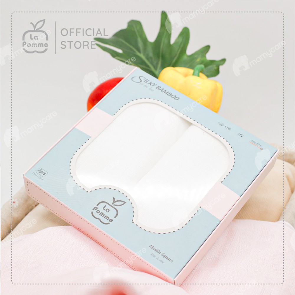 Set 2 khăn tắm đa năng cho bé sợi tre lụa La Pomme khăn xô tắm mềm mịn trơn nhiều màu sắc - MAMYCARE