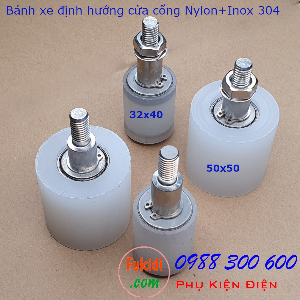 Bánh xe định hướng cửa cổng, chất liệu nylon và inox 304 size 32x40mm - BXDH3240