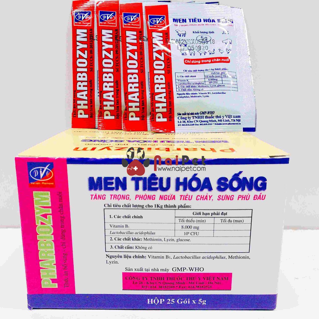 Men Tiêu Hoá Sống Tăng Trọng Phòng Ngừa Tiêu Chảy Sưng Phù Đầu Pharbiozym Gói 5g