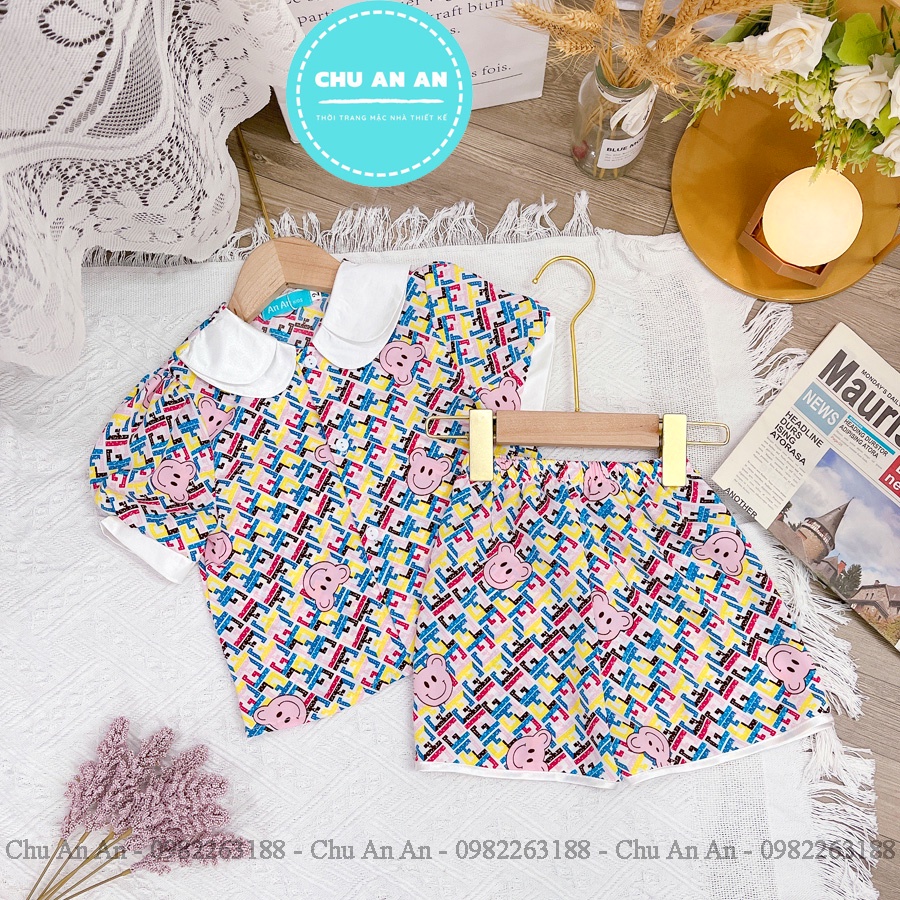 Bộ Pizama bé gái Lụa Mango Cao Cấp - Sét Mặc Nhà Cộc Tay Cho Bé Yêu