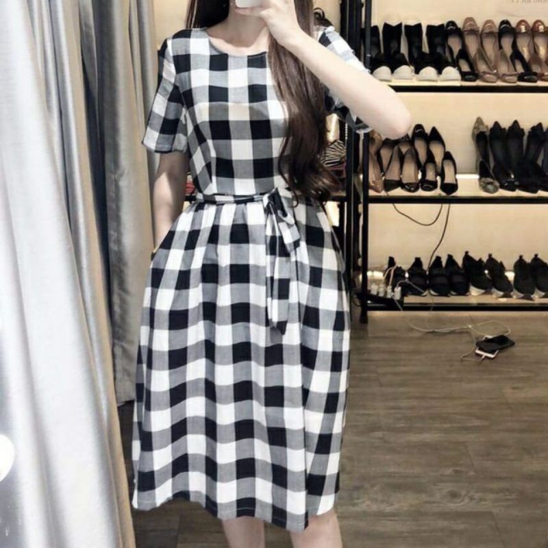 áo đầm suông nơ eo