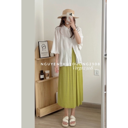 [NEW]CHÂN VÁY MIDI XẾP LI CHẤT THUN TĂM 0956 style Ulzzang