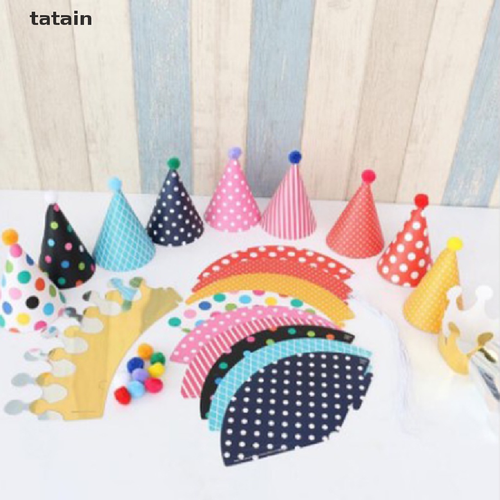 [TAT] 11pcs/set Happy Birthday Party Hats Polka Dot Baby Hats Party Supplies CVX