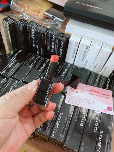 Son SHU UEMURA 570 vỏ đen MÀU đỏ cam (chuẩn auth) 💖PHstore💖