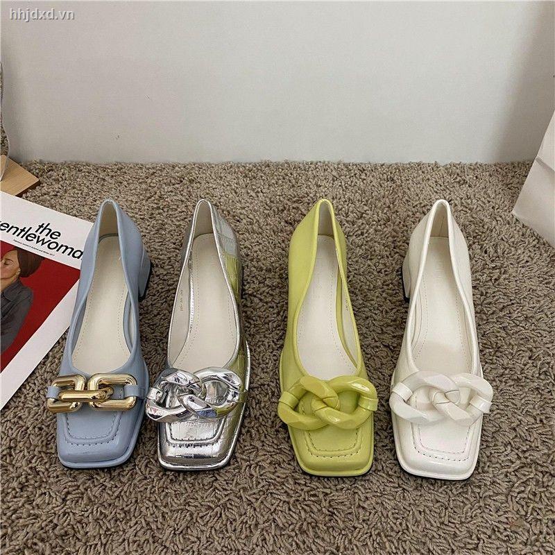 Giày Búp Bê Đế Mềm Dày Dặn Phối Dây Xích Phong Cách Pháp Thời Trang 2022 Cho Nữ