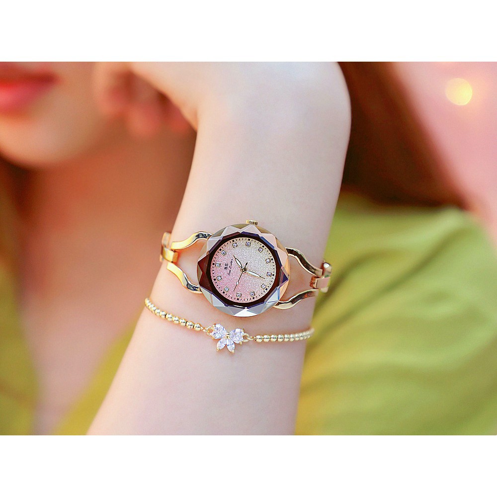 [ xả kho ] Đồng hồ nữ Bee Sister FA0673, dây thép cao cấp, mặt đa giác mang phong cách hàn quốc