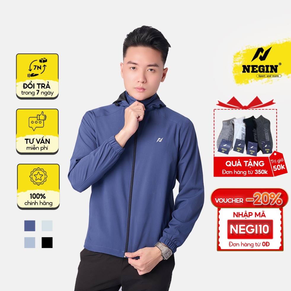 Áo Gió Nam Thể Thao Chính Hãng NEGIN Dày Dặn Siêu Bền Đẹp - Chống Nước - Chống Nắng - Giữ Ấm Nhiều Màu Có Mũ AG513M !