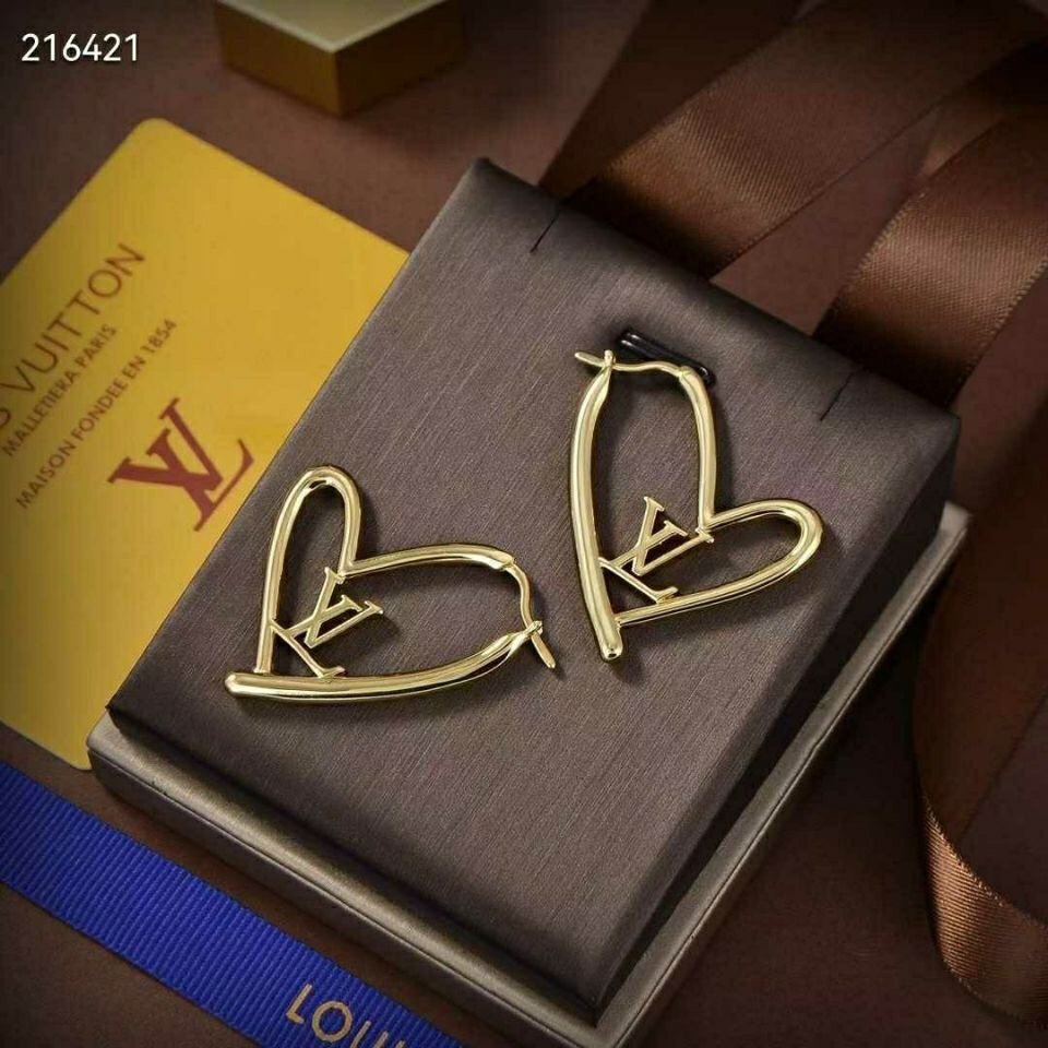 LOUIS VUITTON Khuyên Tai Tròn Bằng Thép Titan In Logo LV Thời Trang