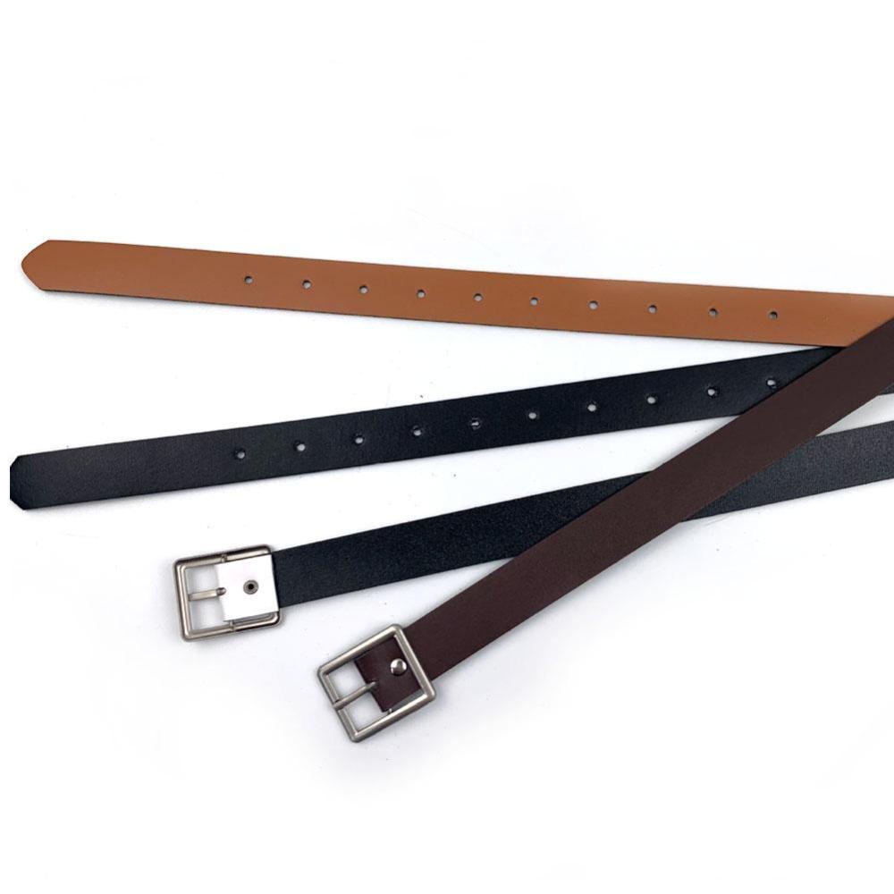 Thắt Lưng Da Màu Trơn Khóa Tròn / Vuông Bằng Hợp Kim Co Giãn Thời Trang Cho Nam Và Nữ J7P9