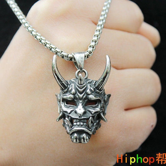 Dây chuyền nam mặt hình đầu lâu SAZ kim loại cao cấp chống gỉ độc đáo phong cách âu hàn thời trang - Vòng Cổ bạc Samurai