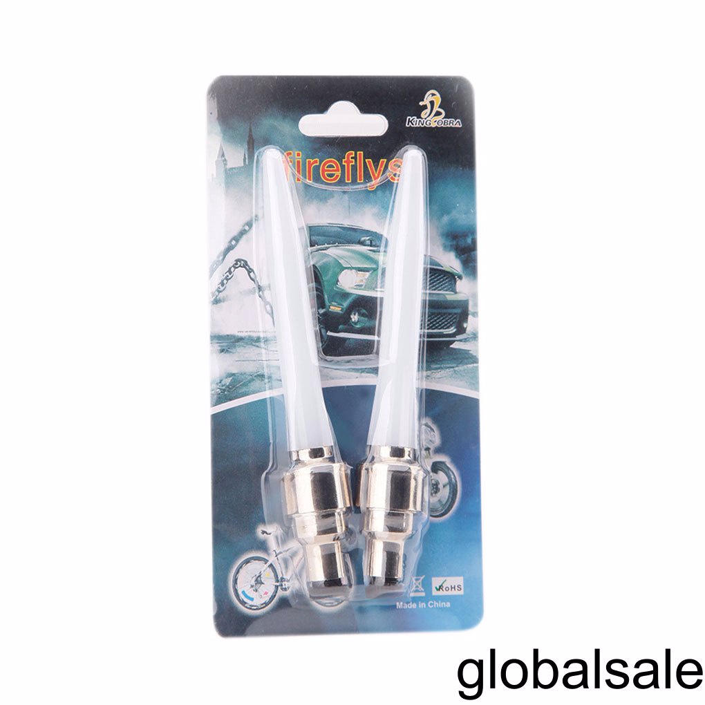 [GLOBAL] 2 Pcs/Set Bicycle Front Rear Wheel Valve Long Light Bike LED Cycling Tire Valve Cap Warning Lamp Bulb