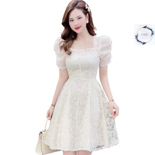 Váy dự tiệc cưới thiết kế cao cấp dáng xòe vải ren siêu sang đi làm dạo phố tôn dáng trẻ trung loại 1 Tahe V91