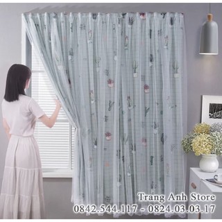 Rèm cửa dán tường 2 lớp 1m - 2m