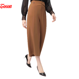 Quần cluottes be bò dáng dài, cạp tà bong chéo Toson 24032E820