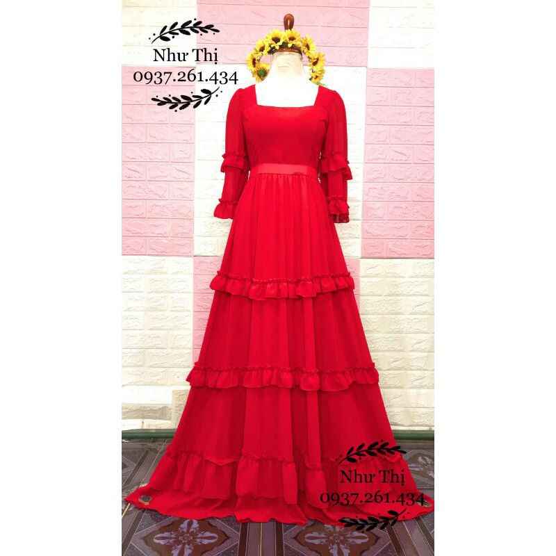 (miễn phí chỉnh váy) maxi boho hở lưng váy xòe viền bèo du lịch chụp hình thời trang sống ảo đà lạt hoa thiết kế | BigBuy360 - bigbuy360.vn