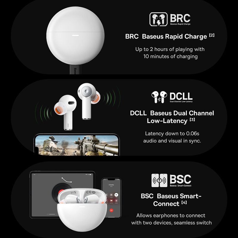 Tai Nghe Không Dây Bluetooth 5.3 Điều Khiển Cảm Ứng Giảm Tiếng Ồn Baseus Bowie EX TWS