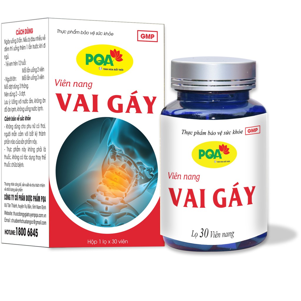 PQA Vai Gáy: đau nhức mỏi xương khớp, vai gáy, tê chân tay- hộp 30 viên