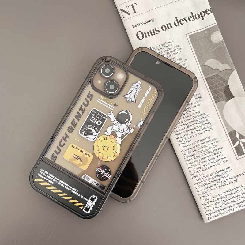Ốp Điện Thoại Mềm Chống Sốc In Hình Phi Hành Gia Hoạt Hình Có Giá Đỡ Cho iPhone 14 13 12 11 Pro Max XS XR X 8 7 Plus