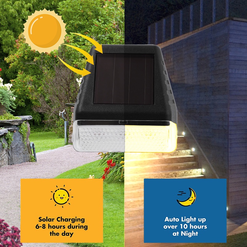 Đèn LED Năng Lượng Mặt Trời Chống Thấm Nước Gắn Cầu Thang Ngoài Trời