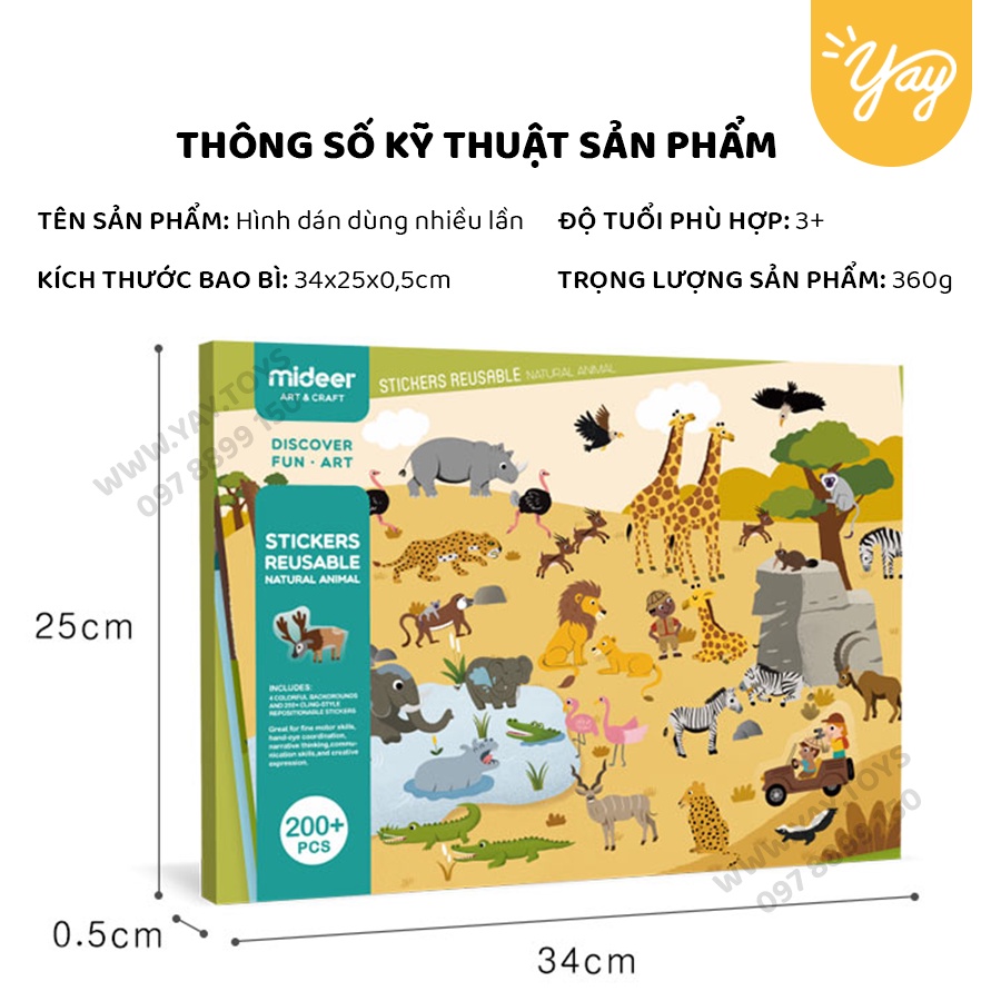 Hình Dán Dùng Được Nhiều Lần cho trẻ từ 3+- Reusable Sticker Mideer