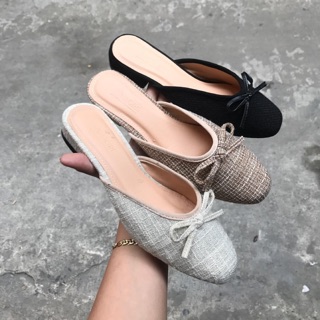 Giày sục mules mũi vuông