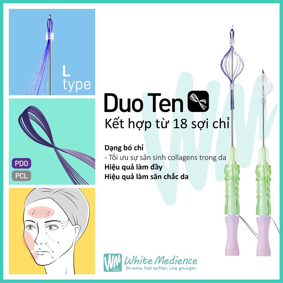 Chỉ thẩm mỹ - Chỉ Duoten làm đầy rãnh cười, tạo má baby - White Medience