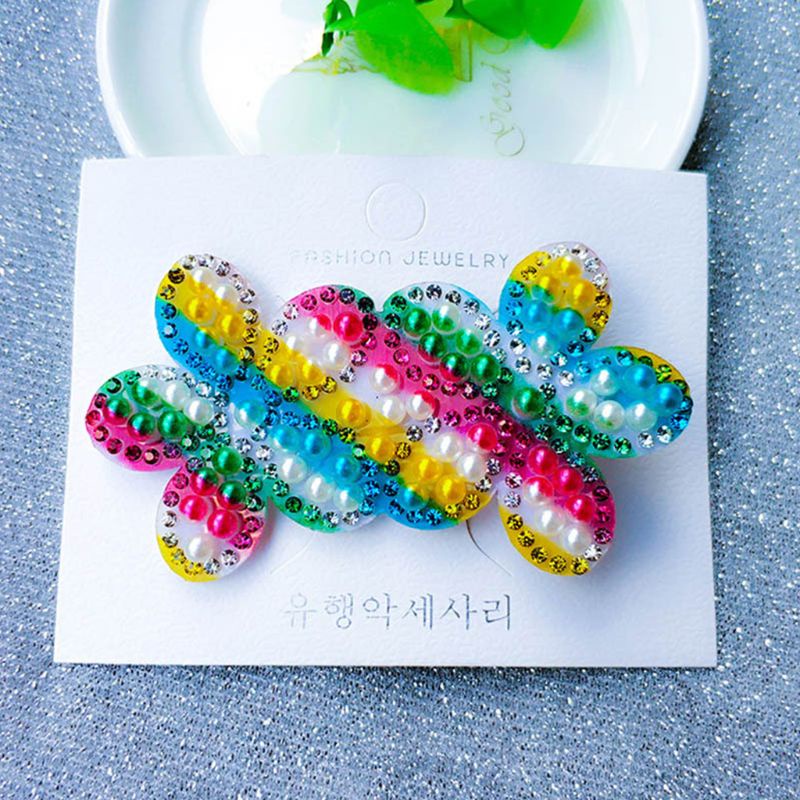 Kẹp Tóc Đính Đá Và Ngọc Trai Giả Màu Cầu Vồng Phong Cách Bohemian Cho Nữ