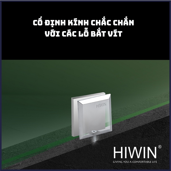 Kẹp chân kính 0 độ cabin tắm cạnh vát chất liệu inox 304 mặt gương HIWIN FC-2080