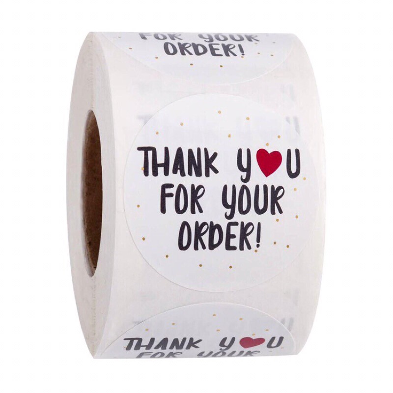 Cuộn 500 Miếng Dán Nhãn Trang Trí In Chữ Thank You 2,5cm/1inch