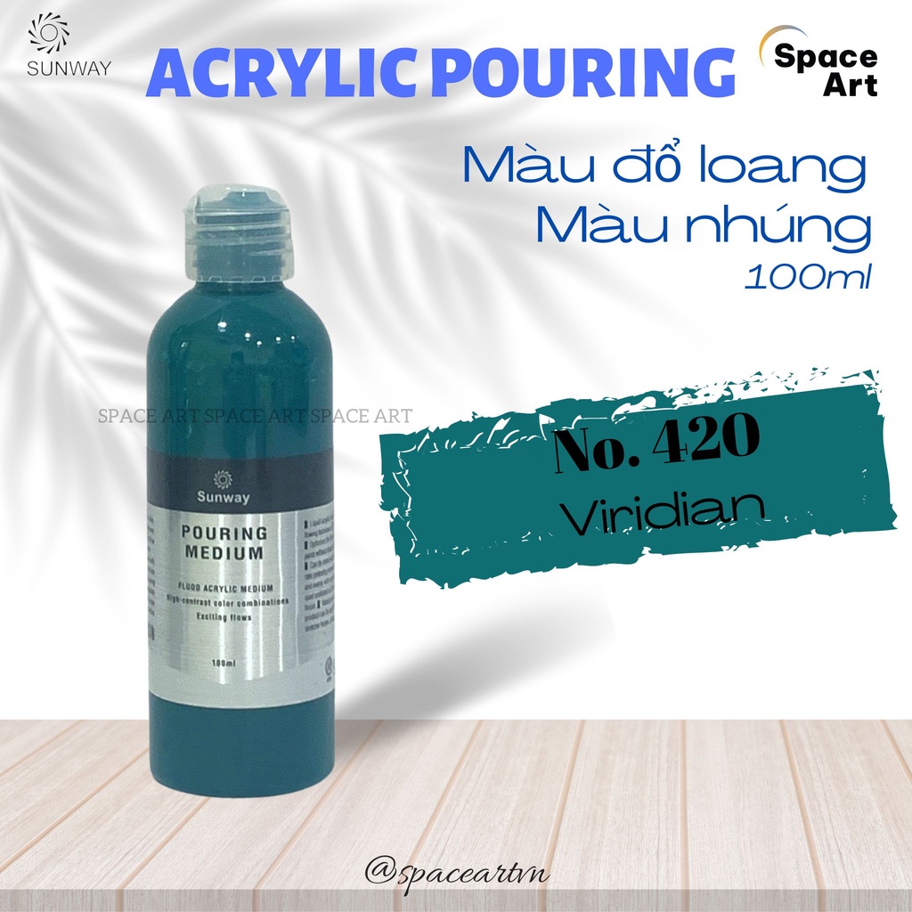 Bộ 4 màu vẽ Acrylic Pouring Đổ loang Hệ Màu Biển / Màu Nóng/ Màu Lạnh  SUNWAY 100ml