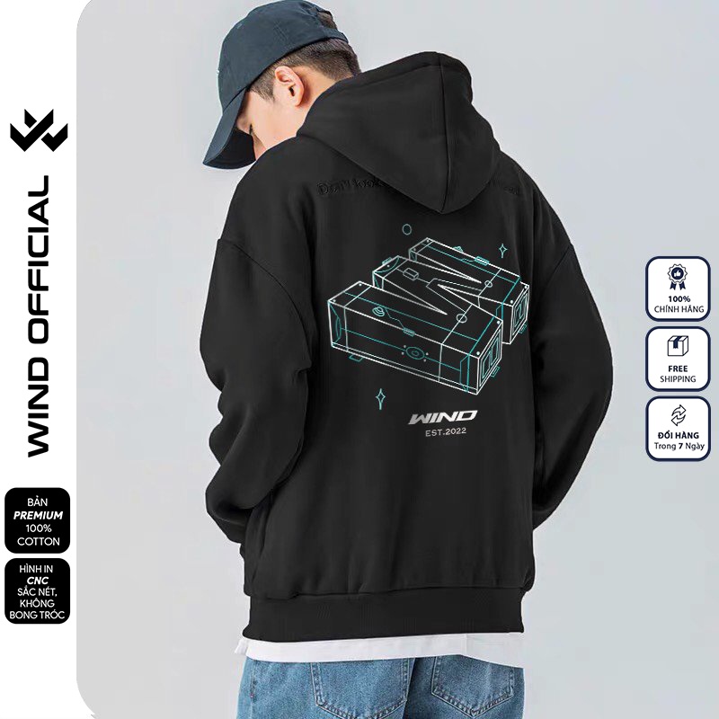 Áo hoodie form rộng WIND unisex bản Premium nỉ ngoại 3D thời trang nam nữ oversize ulzzang