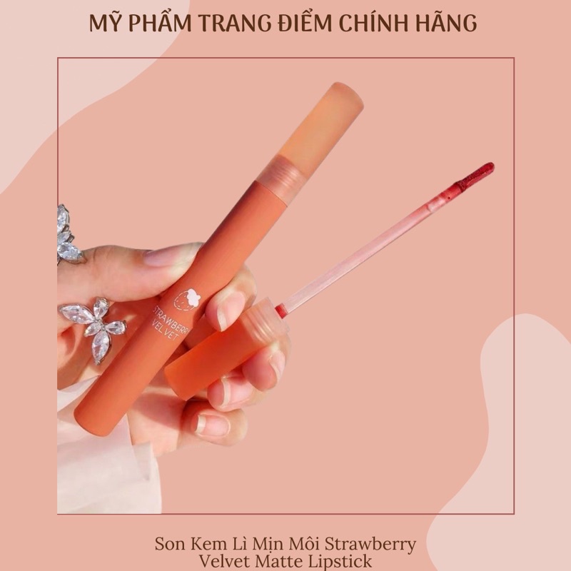 Son Kem Mịn Như Nhung, Chống Thấm Nước Strawberry Velvet Matte Lipstick Dupe Leemember