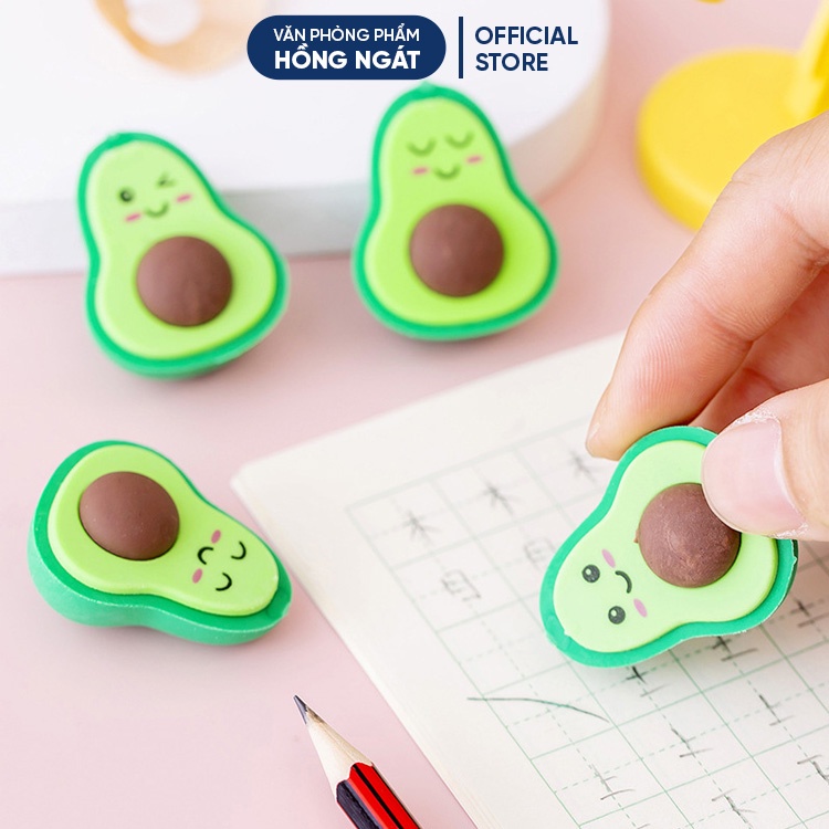 Tẩy bút chì hình quả bơ, đồ dùng học tập dễ thương gôm tẩy cute giá rẻ làm quà tặng học sinh văn phòng phẩm T12