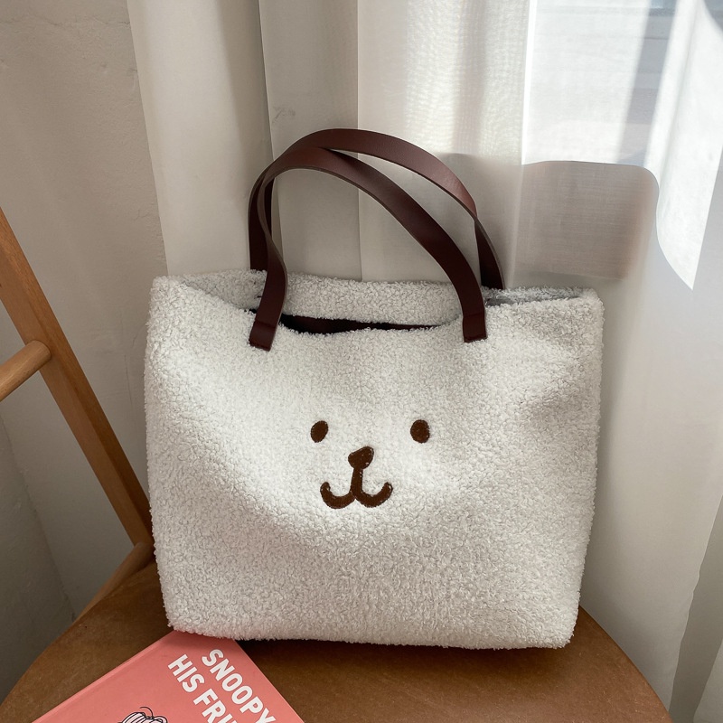 Túi Xách Cỡ Lớn Thêu Hình Gấu Dễ Thương Phong Cách Nhật Hàn Cho Nữ CYR623