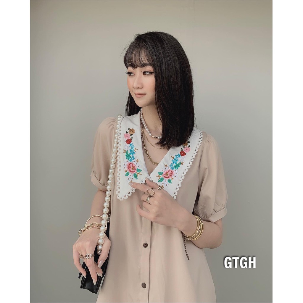 [Mã FAMAYWA giảm 10K đơn 50K] Đầm Nữ Tiểu Thư , Váy Dáng Xòe Cổ Thêu Hoa Nữ Tính | BigBuy360 - bigbuy360.vn