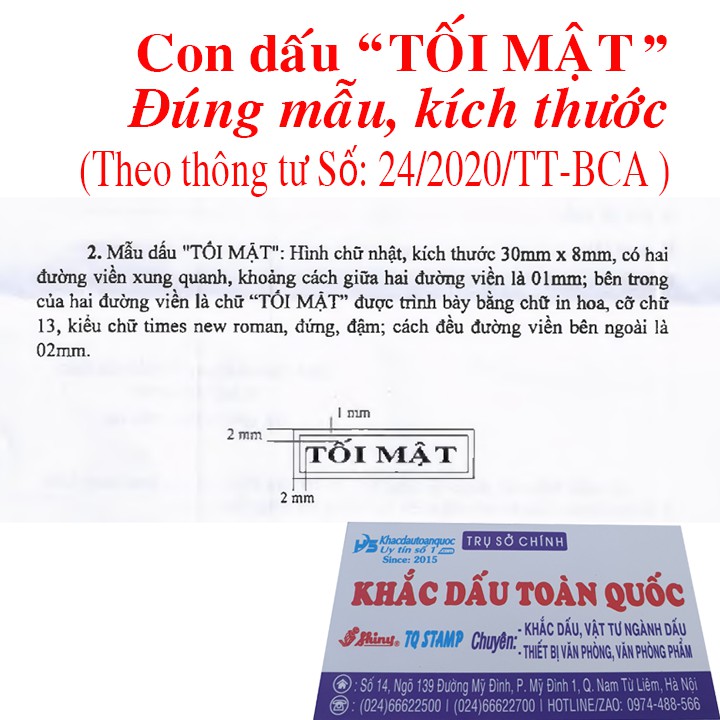 Con dấu &quot;TỐI MẬT&quot; (Theo thông tư số 24/2020/TT-BCA )