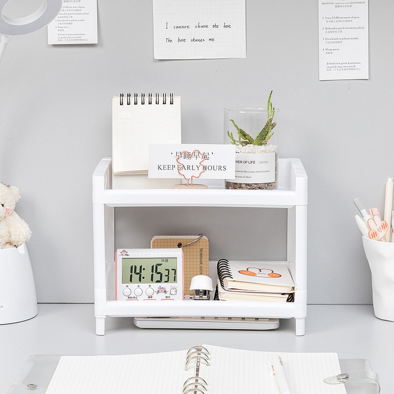 Kệ nhựa VUÔNG 2 tầng desk decor bàn học nhiều màu DecorMe