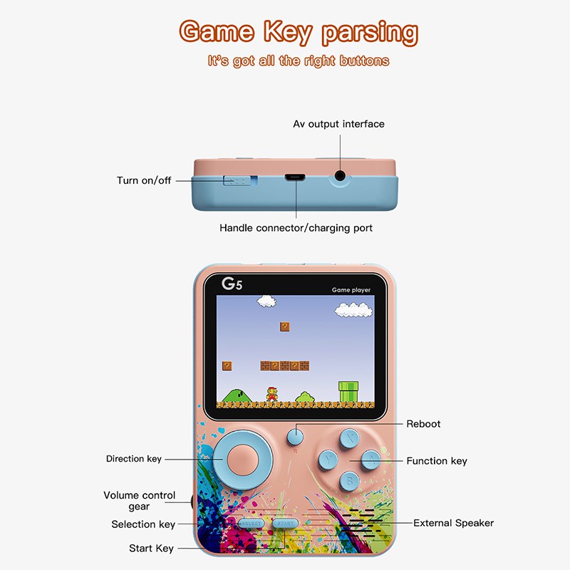 Máy chơi game cầm tay G5 có thể sạc lại với 500 trò chơi