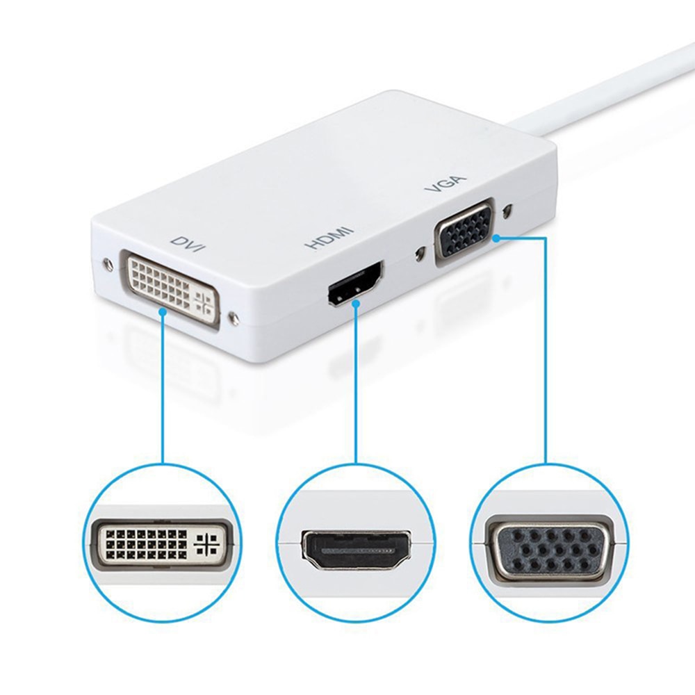 Mini DisplayPort (thunderbolt) to DVI VGA HDMI 3 In 1 Adapter, DisplayPort Adapter for MacBook Air MacBook Pro iMac Mac Mini Surface Pro 1 2 3 4